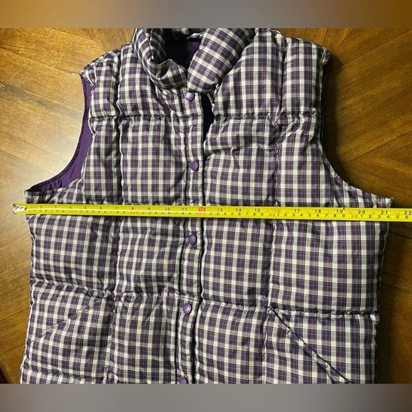 Lands End Purple Plaid Down Feather Puffer Vest Gorpcore Outdoors Layering Med - Picture 4 of 6